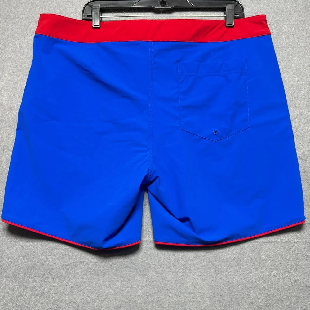 Rhone Mens Blue Red Colorblock Board Shorts Swim Trunks Size 38x7 RN141364